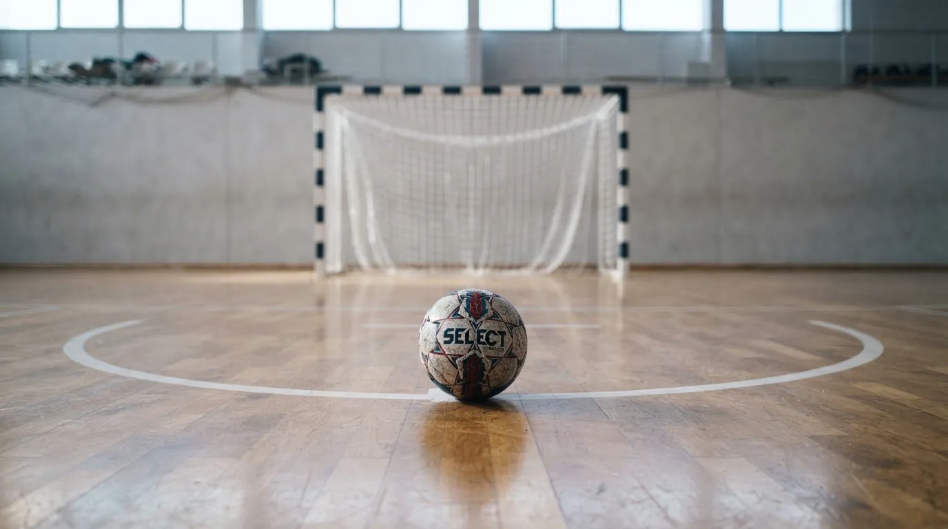 An empty courtroom with wooden benches in morning light